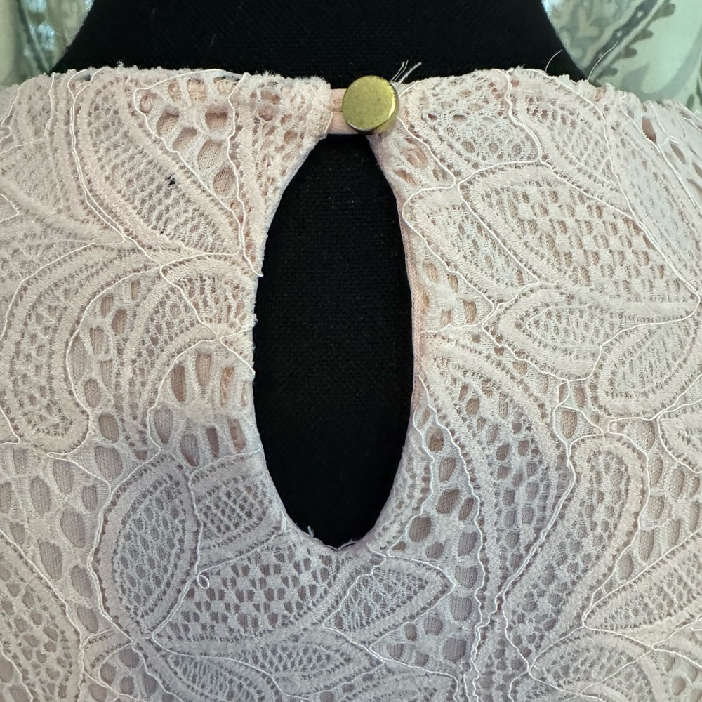 Liz Claiborne Career Petite Pink Floral Lace Lined Short Sleeve Blouse - Size PS - Picture 5 of 6